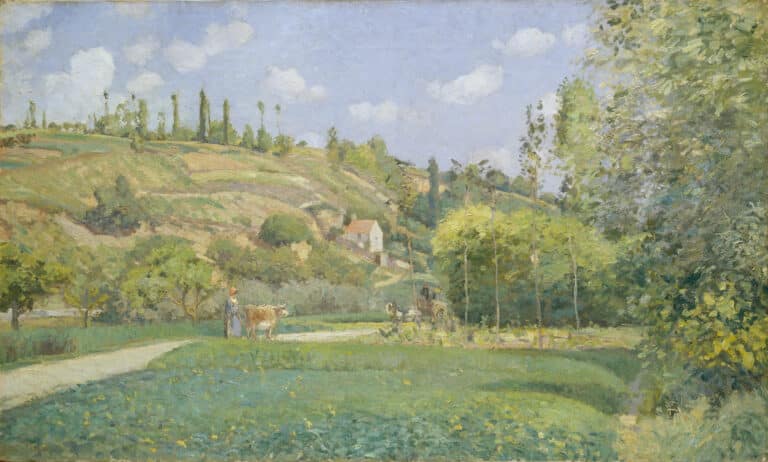 Tableau "Un bouvier à Valhermeil, Auvers-sur-Oise" par Camille Pissarro