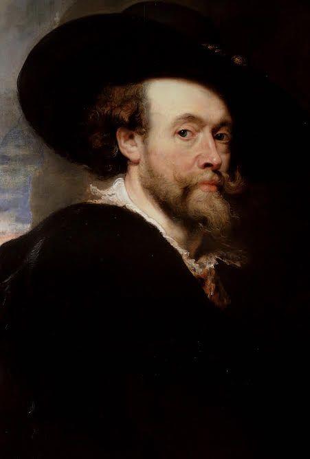 Autoportrait de Rubens coiffé d’un large chapeau noir, sur fond sombre.